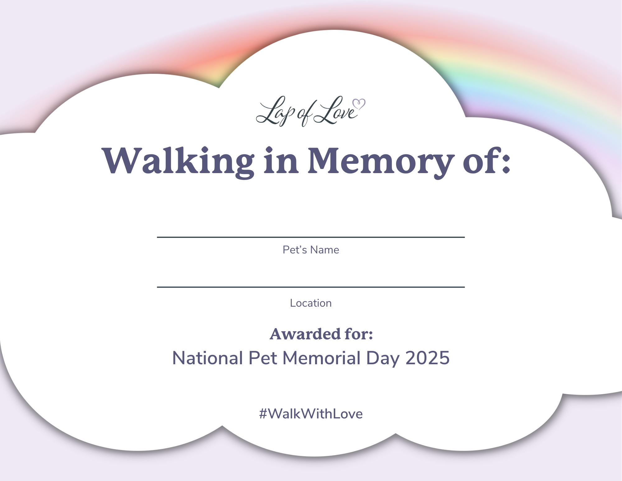 Walk with Love Certificate Walk with Love Certificate